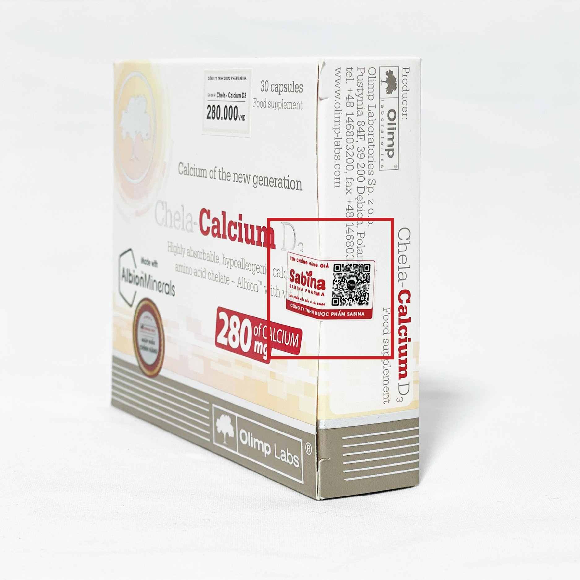 Tem, nhãn trên hộp Chela-Calcium D3 chính hãng