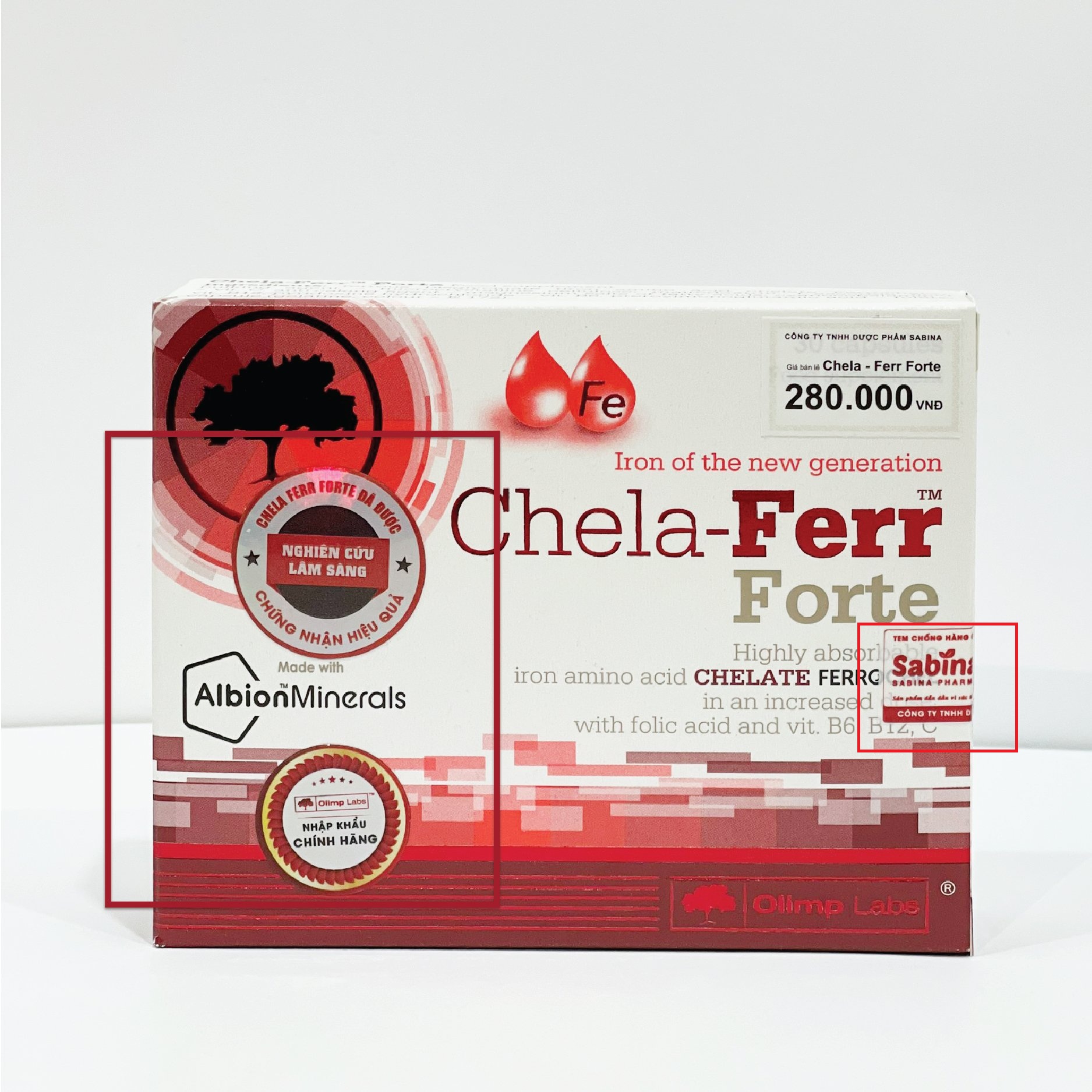 Sắt Chela Ferr Forte chính hãng phải có đầy đủ các loại tem nhãn