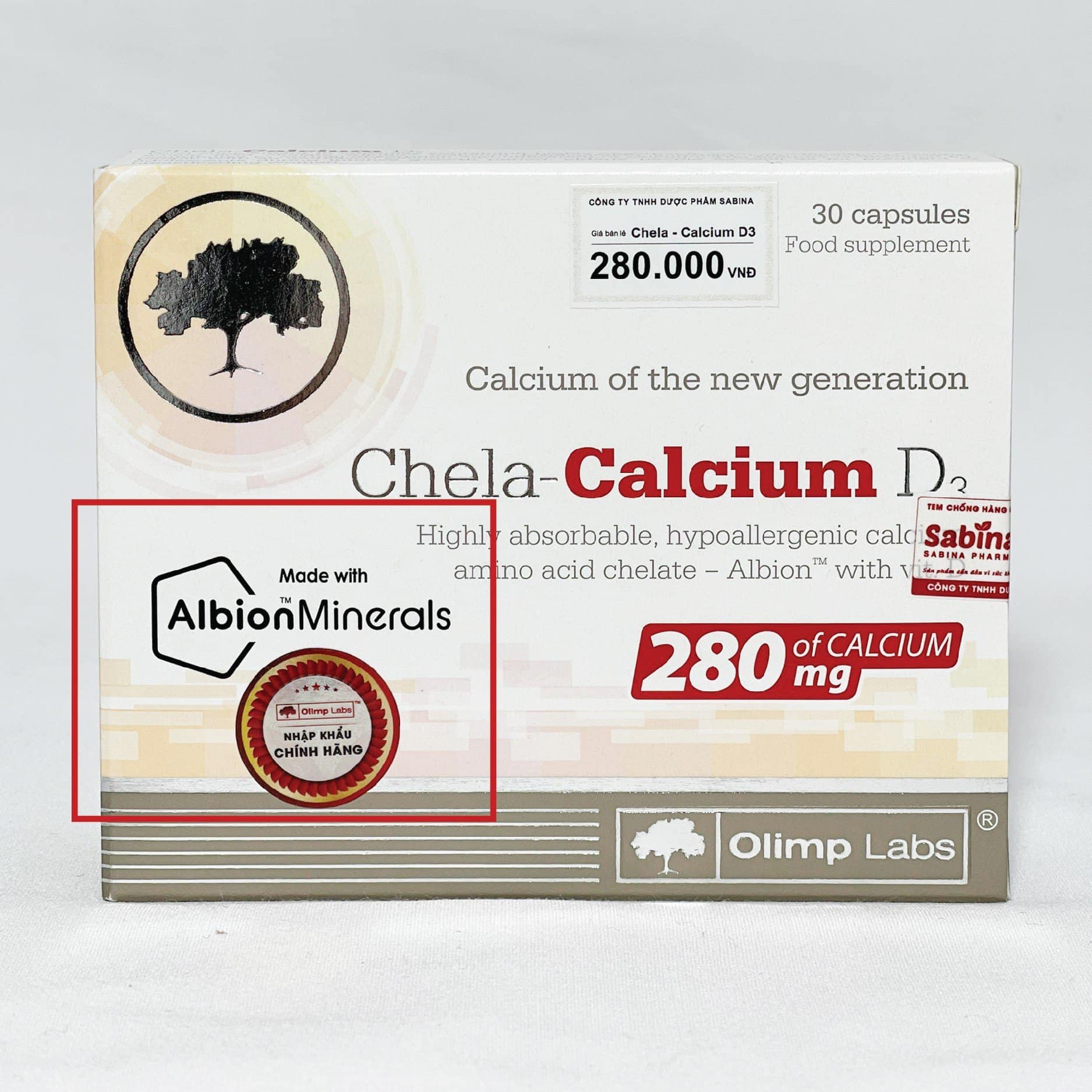 Tem, nhãn trên hộp Chela-Calcium D3 chính hãng